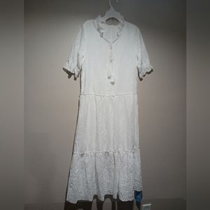 Final $8 CUPSHE "Life On The Beach Eyelet Maxi Dress" Sz. XS White.